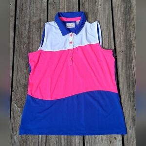 EP Pro Pink, Royal Blue & White Sleeveless Polo Tank